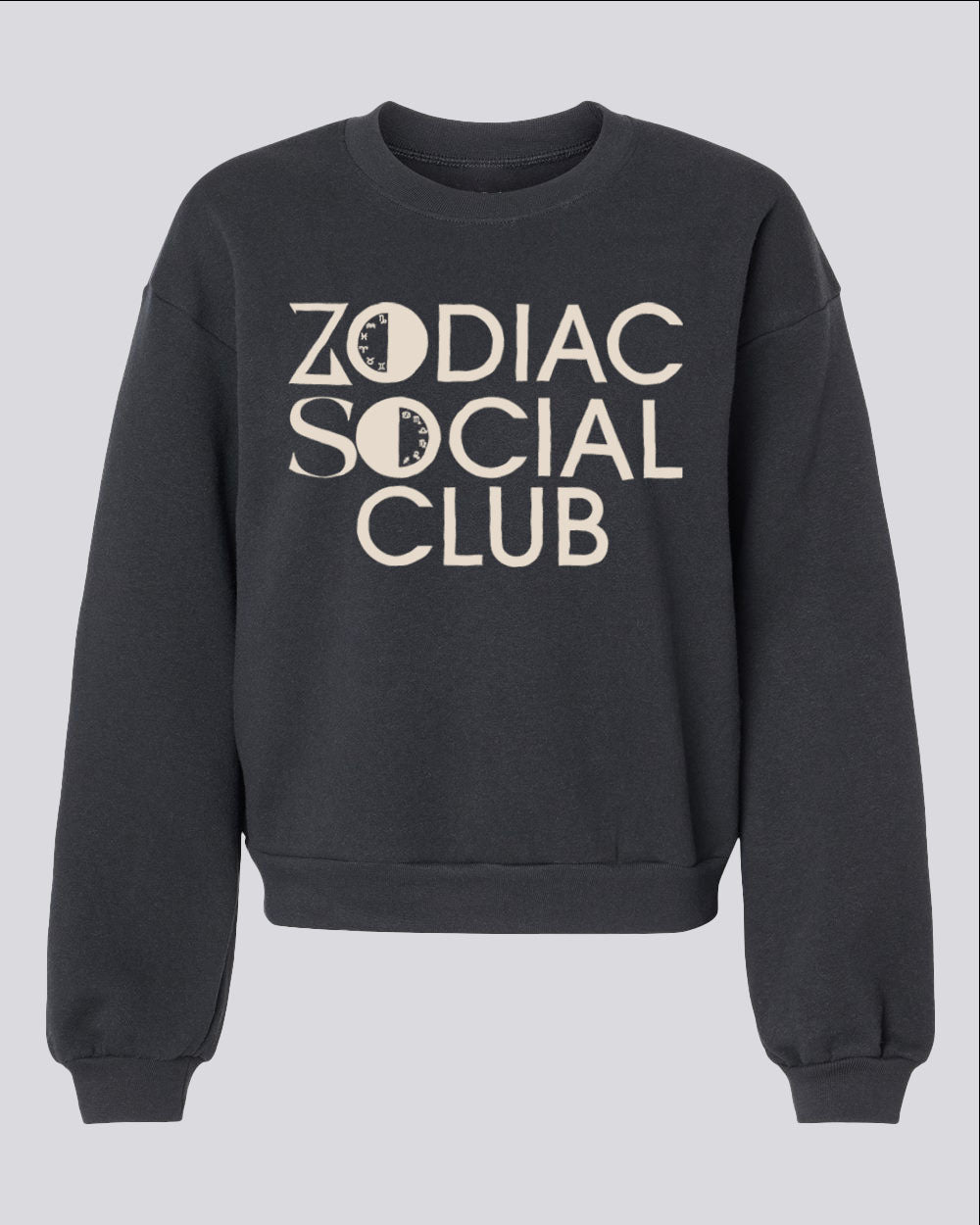 ZSC "CROP" Crewneck Sweatshirt (Black Night Puff Print)