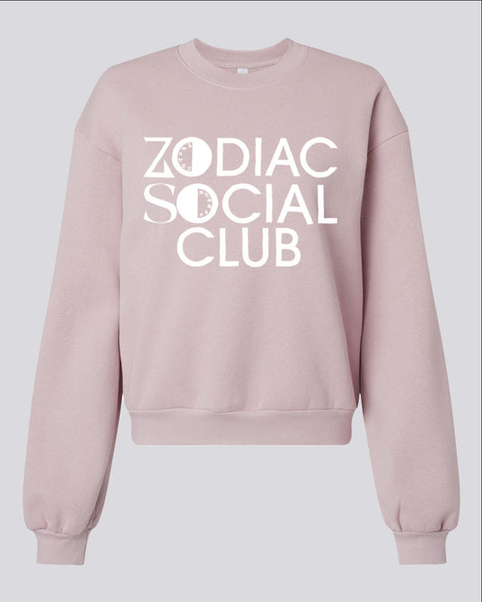 ZSC "CROP" Crewneck Sweatshirt (Rose Quartz Puff Print)